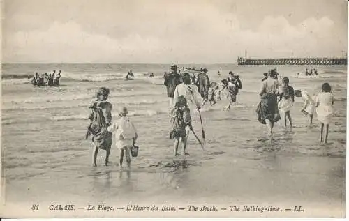 PC39837 Calais. Der Strand. Die Badezeit. Levy Fils. Nr. 81. B. Hopkins