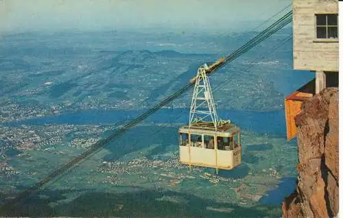 PC40052 Luftseilbahn auf der Halterung Pilatus Ansicht auf Luzern. Franz Schneider. B