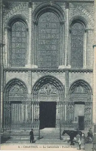 PC38321 Chartres. Die Kathedrale. Royal Portal. Herr Plisson. Nr. 3. B. Hopkins