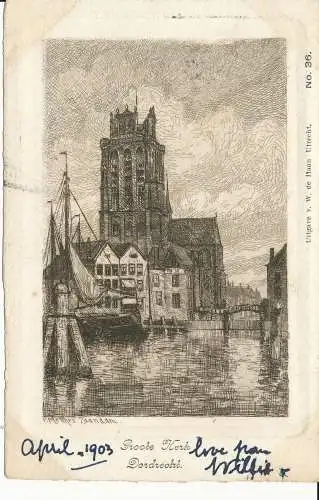 PC39829 Groote Kerk. Dordrecht. W. de Haan. Nr. 36. 1903