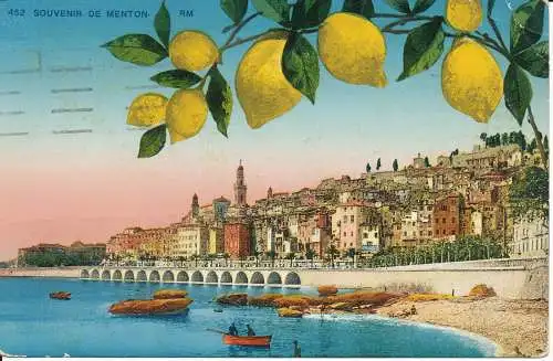 PC39083 Souvenir of Menton. Rostan und Munier. Nr. 452. 1932