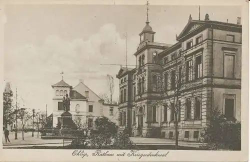 PC3999 Ohligs. Rathaus mit Kriegerdenkmal. Wilh. Voll. B. Hopkins