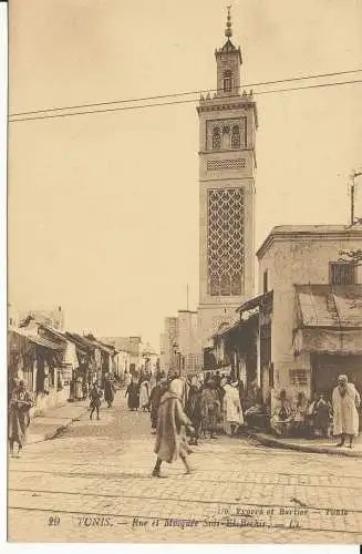 PC38802 Tunis. Straße und Moschee Sidi El Bechir. Levy Fils. Nr. 29. B. Hopkins