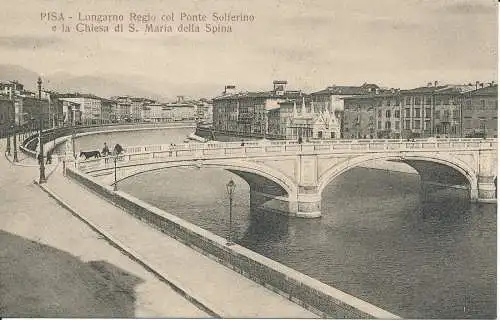 PC39526 Pisa. Königliche Lungarno mit Solferinobrücke und Kirche S. Maria della S