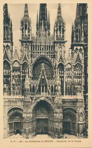 PC38093 Die Kathedrale von Rouen. Gesamtheit der Fassade. C. V. Nr. 166