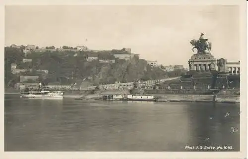 PC39790 Koblenz. Deutsches Eck mit Festung Ehrenbreitstein. F.G. Zeitz. Nr. 1063