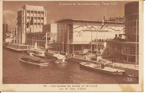 PC39626 Internationale Ausstellung Paris 1937. Pavillons aus der Schweiz und D-Italien gesehen