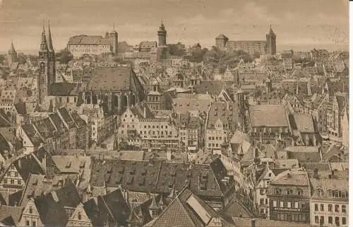 PC3996 Nürnberg. Panorama. Blick v.d. Lorenzerkirche. Kupfer. Nr. 1739. 1921. B