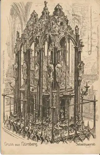 PC40363 Gruss aus Nürnberg. Sebalsusgrab. 1911. B. Hopkins