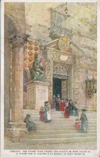 PC38875 Perugia. Der Dom mit Kanzel und Statue von Papst Julius II. R.C. Goff.