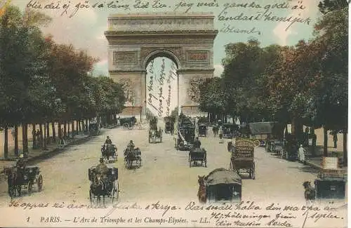 PC39072 Paris. Der Arc de Triomphe und die Champs Elysees. LL. Nr. 1