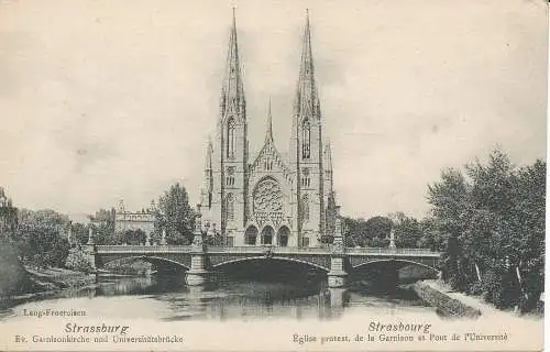 PC40516 Straßburg. Protestkirche. der Garnison und Brücke der Universität. Lang