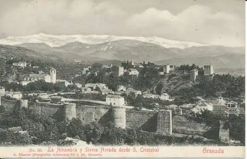 PC40419 Alhambra und Sierra Nevada ab S. Cristobal. A. Linares. Nr. 50. B. Ich habe