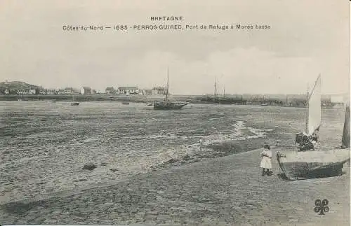 PC40297 Bretagne. Nordbemaßungen. Guirec Hunde. Zufluchtshafen in Maree Basse. Nein