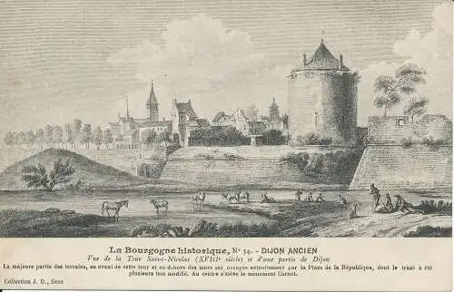 PC38301 Historisches Burgund. Alter Dijon. Blick auf den Nikolausturm und