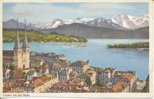 PC37982 Luzern mit den Alpen. Globetrotter. Nr. 1156. B. Hopkins