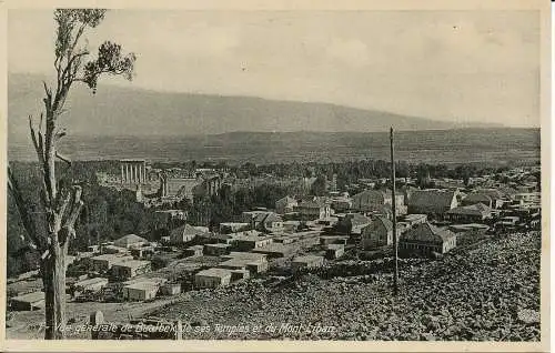 PC39322 Allgemeine Ansicht von Baalbek auf die Tempel und den Berg Libanon. Wakim A