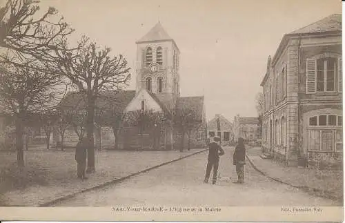 PC39342 Saacy sur Marne. Kirche und Rathaus. Parkett