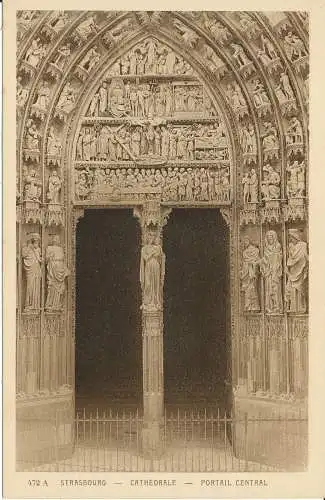 PC38157 Straßburg. Kathedrale. Zentralportal. Braun. Nr. 472A. B. Hopkins