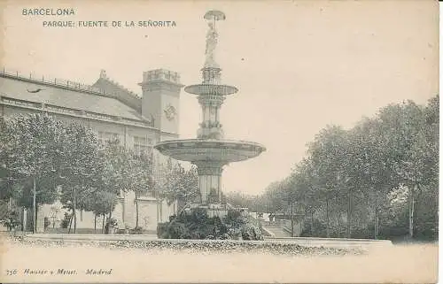 PC38257 Barcelona. Parque Fuente de la Senorita. Hauser und Menet. Nr. 756. B. Hopk