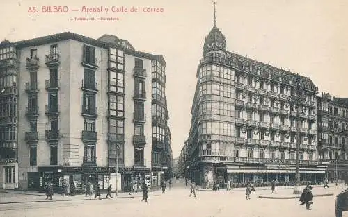 PC41347 Bilbao. Arenal und Calle del Correo. L Roisin. Nr. 85. B. Hopkins