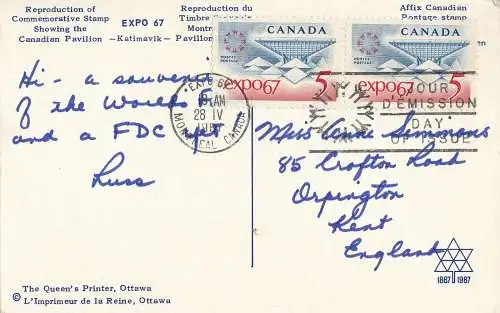 PC41992 Canada Expo 67. Der Queens-Drucker. 1967