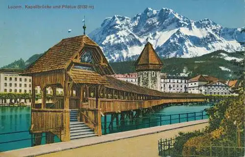 PC39439 Luzern. Kapellbrucke und Pilatus 2132m. Photoglob. Nr. A2053