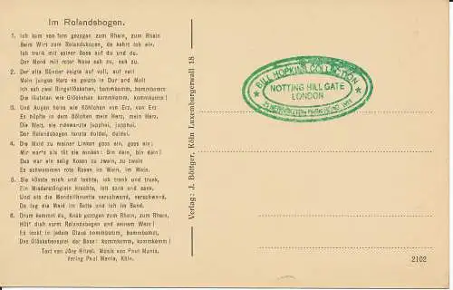 PC40619 Der Rhein. Rolandsbogen. J. Bottger. B. Hopkins