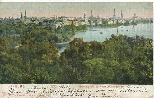 PC41031 Hamburg. Hamburg vom Schwanenwik aus Gesehen. Dr. Trenkler. 1905. B. Hop