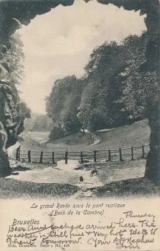 PC40704 Die große Schlucht unter der rustikalen Brücke. Brüssel. Nels. 1903