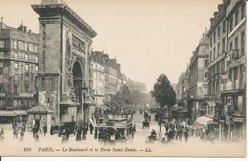 PC39374 Paris. Der Boulevard und die Porte Saint Denis. Levy Fils. Nr. 104