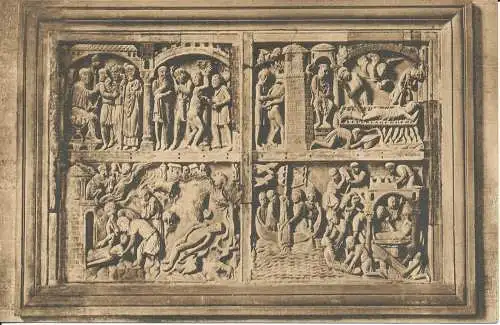 PC40825 Basler Münster. Sandsteintafel mit dem Martyrium des hl. Vincenz. I. Mun