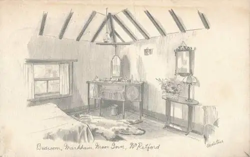 PC41875 Schlafzimmer. Markham Moor Inn. W. Retford. Bleistiftzeichnung