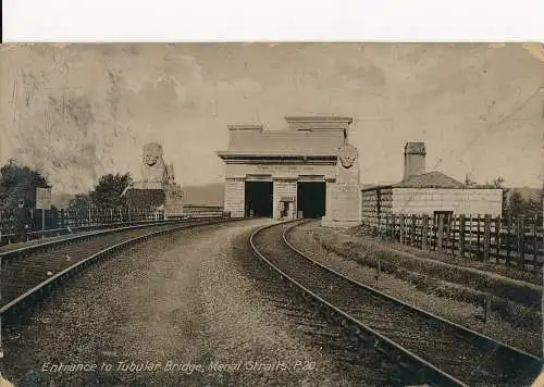 PC44031 Eingang zur Rohrbrücke. Menai-Straße. Grosvenor. 1914