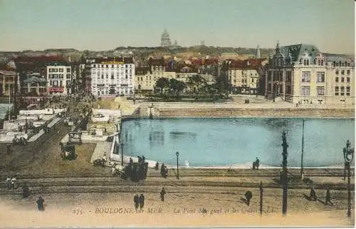 PC38190 Boulogne sur Mer. Die Murguet-Brücke und die Kais. Levy und Neurdein vereint.