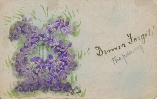 PC43851 alte Postkarte. Lila Blumen. 1909