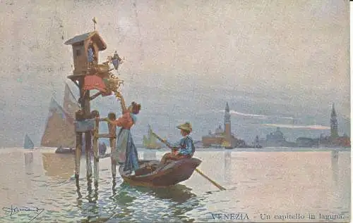 PC38369 Venedig. Ein Kapitell in der Lagune. Technographisch. B. Hopkins