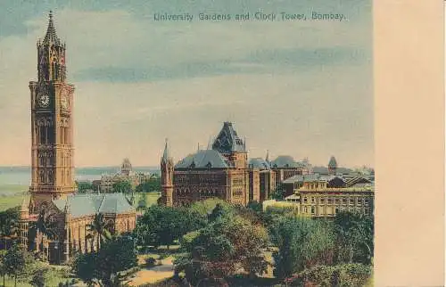 PC43767 Universitätsgärten und Uhrturm. Bombay. B. Hopkins