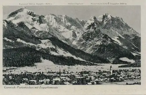 PC43867 Garmisch. Partenkirchen mit Zugspitzmassiv. Walter Mischler