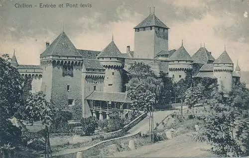 PC42881 Chillon. Eingang und Levisbrücke. G. Anderegg. B. Hopkins