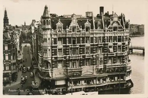 PC43808 Amsterdam. Nieuwe Doelenstraat m. Hotel de l Europe. Nadruk. Nr. 1. RP