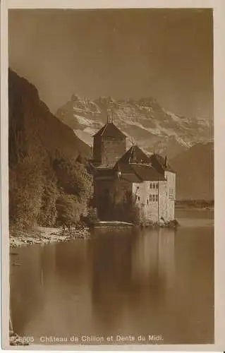 PC40531 Chateau de Chillon et Dents du Midi. Fototypie. B. Hopkins