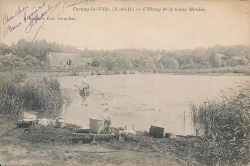 PC42773 Cernay la Ville. Der Teich und die alte Mühle. A. Bourdier. B. Hopkins