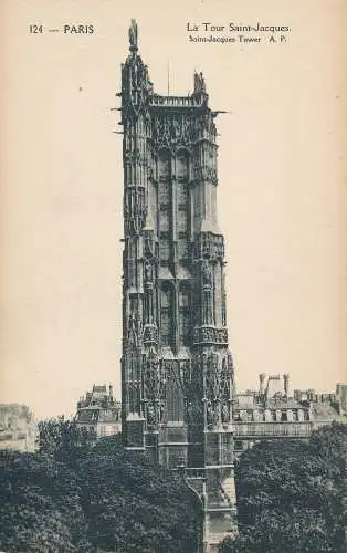 PC42669 Paris. Turm von Saint Jacques. A. Papeghin. Nr. 124. B. Hopkins