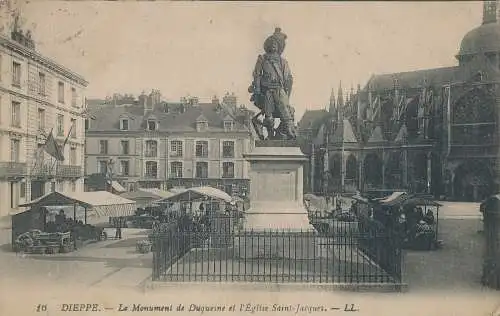 PC38441 Dieppe. Das Herzogsdenkmal und die Jakobskirche. Levy Fils. Nein