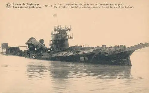 PC43729 Die Ruinen von Zeebrügge. Das englische Torpedoboot von Thetis am Stiefel gesunken