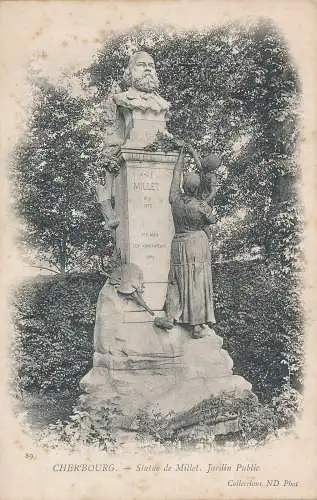 PC43710 Cherbourg. Statue von Millet. Öffentlicher Garten. Neurdein Brüder. Nr. 89