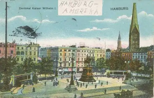 PC38420 Hamburg. Denkmal Kaiser Wilhelm I. 1907. B. Hopkins