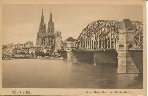 PC38534 Coln a. Rh. Hohenzollernbrucke von Deutz Gesehen. B. Hopkins