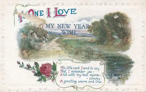 PC43790 Grußkarte. To One I Love My New Year Wish